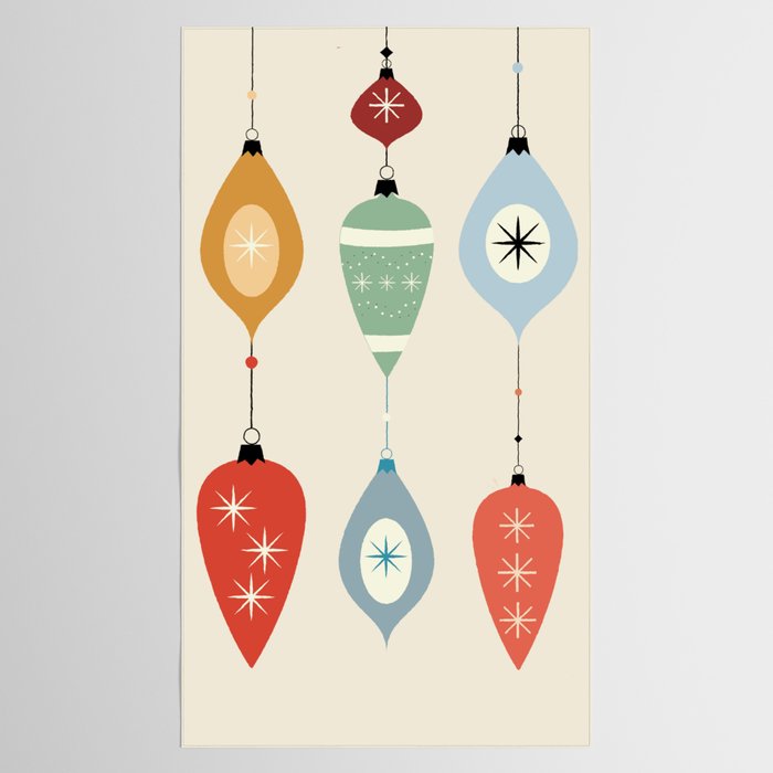 Mid Century Modern Christmas Baubles Tablecloth Gallery Image 2