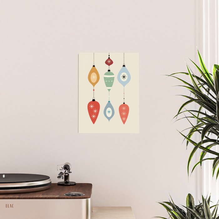 Mid Century Modern Christmas Baubles Poster Gallery Image 2
