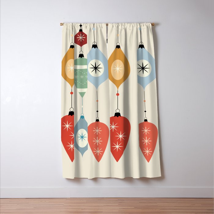 Mid Century Modern Christmas Baubles Window Curtain Gallery Image 3