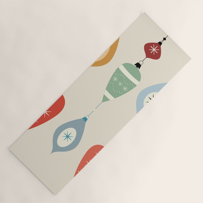 Mid Century Modern Christmas Baubles Yoga Mat