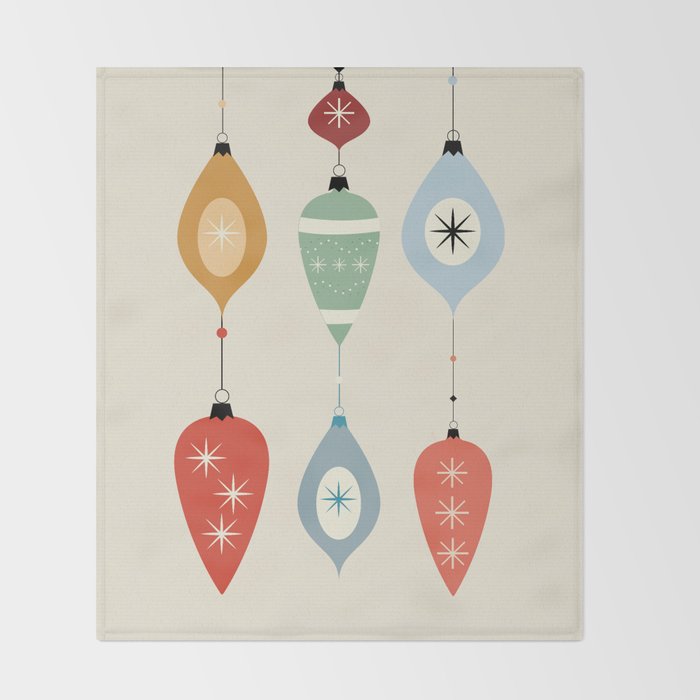 Mid Century Modern Christmas Baubles Throw Blanket Gallery Image 2