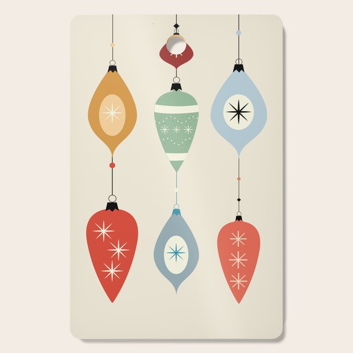 Mid Century Modern Christmas Baubles Cutting Board Gallery Image 1