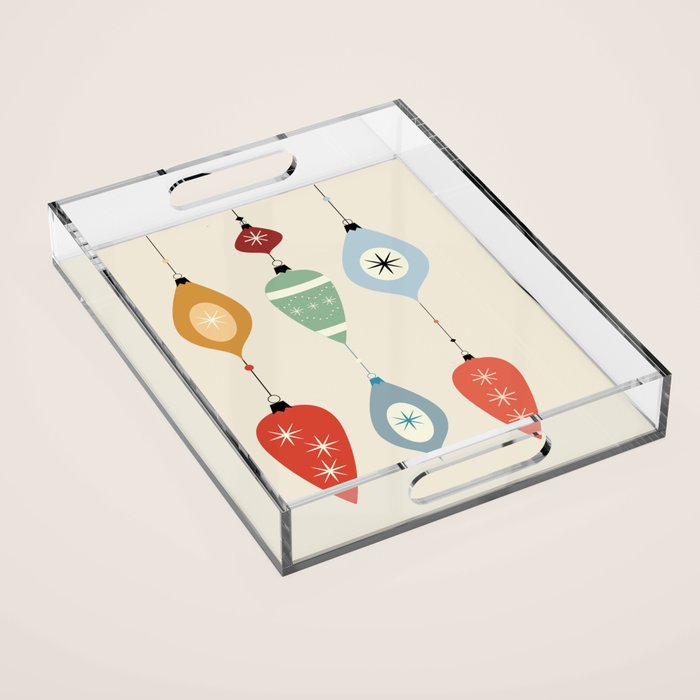 Mid Century Modern Christmas Baubles Acrylic Tray Gallery Image 1