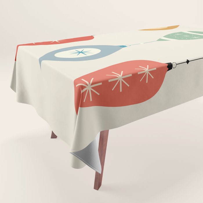 Mid Century Modern Christmas Baubles Tablecloth Gallery Image 1