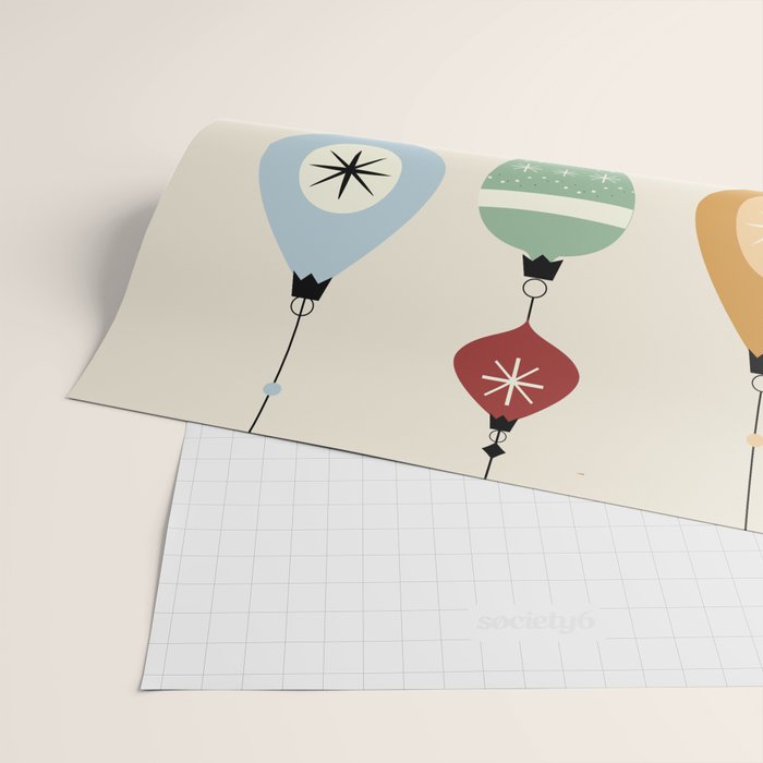 Mid Century Modern Christmas Baubles Wrapping Paper Gallery Image 2