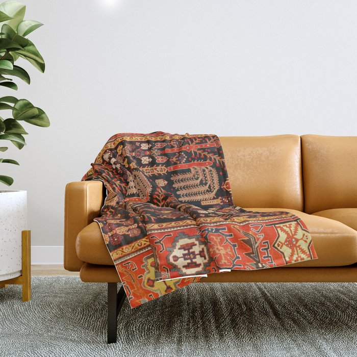 Bakhtiari Antique Persian Rug Print Throw Blanket Gallery Image 1