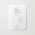 Minimal Line Art Woman with Flowers IV Bath Mat Gallery Image 1
