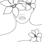 Minimal Line Art Woman with Flowers IV Coffee Mug Gallery Image 2