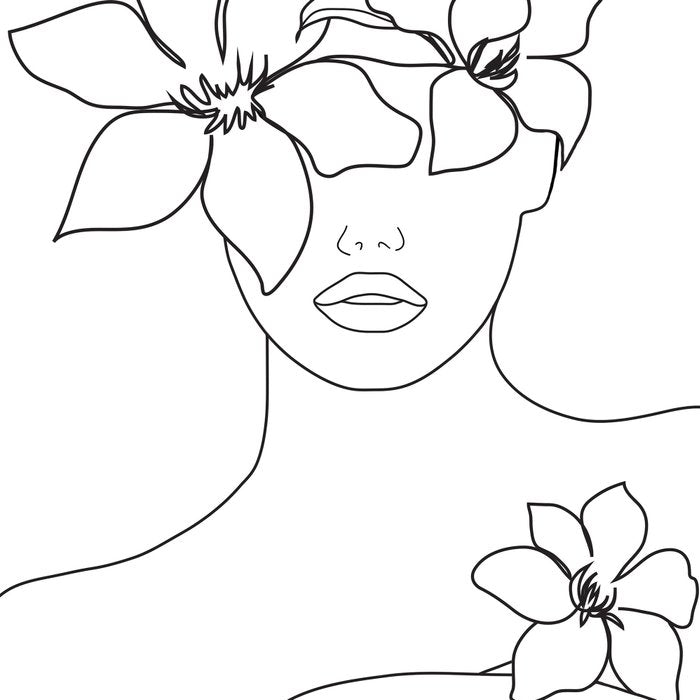 Minimal Line Art Woman with Flowers IV Coffee Mug Gallery Image 2