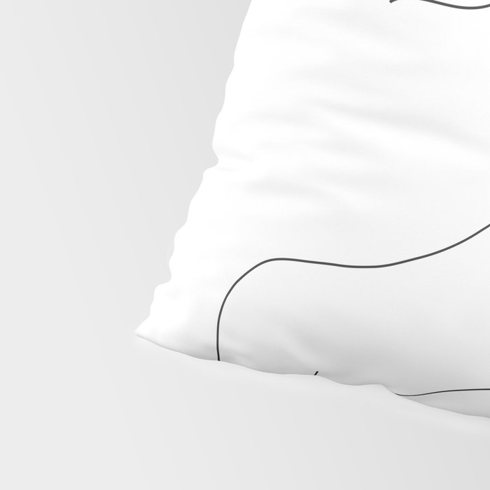 Minimal Line Art Woman with Flowers IV Pillow Sham Gallery Image 4