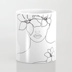 Minimal Line Art Woman with Flowers IV Coffee Mug Gallery Image 4