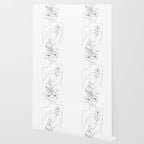 Minimal Line Art Woman with Flowers IV Wallpaper Gallery Image 2
