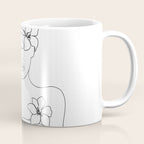 Minimal Line Art Woman with Flowers IV Coffee Mug Gallery Image 1