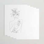 Minimal Line Art Woman with Flowers IV Wrapping Paper Gallery Image 3