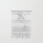 Minimal Line Art Woman with Flowers IV Wall Hanging Gallery Image 1