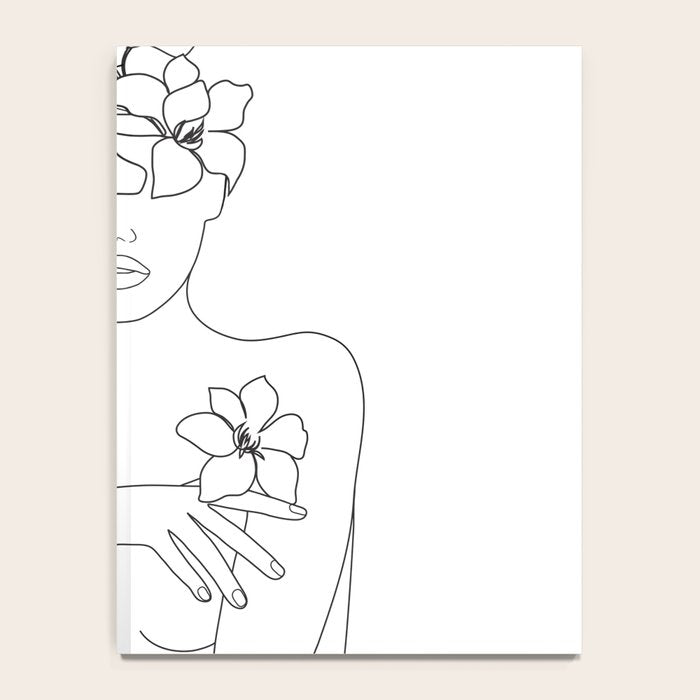 Minimal Line Art Woman with Flowers IV Notebook Gallery Image 4