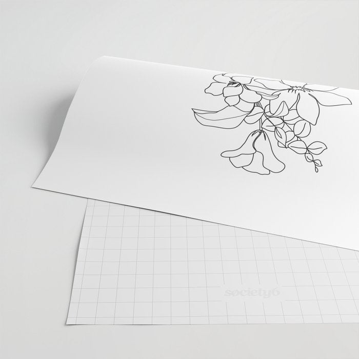 Minimal Line Art Woman with Flowers IV Wrapping Paper Gallery Image 2