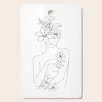 Minimal Line Art Woman with Flowers IV Cutting Board Gallery Image 1