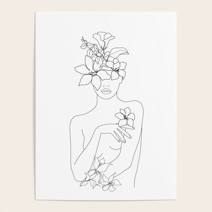 Minimal Line Art Woman with Flowers IV Poster Gallery Image 4