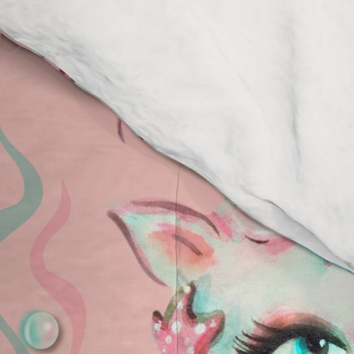 Merkittens with Pearls on blush Comforter Gallery Image 4