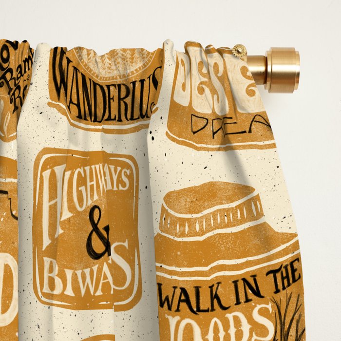 Vagabondâs Cupboard - gold, black, and cream  Window Curtain Gallery Image 2