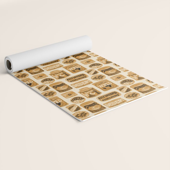 Vagabondâs Cupboard - gold, black, and cream  Yoga Mat Gallery Image 2
