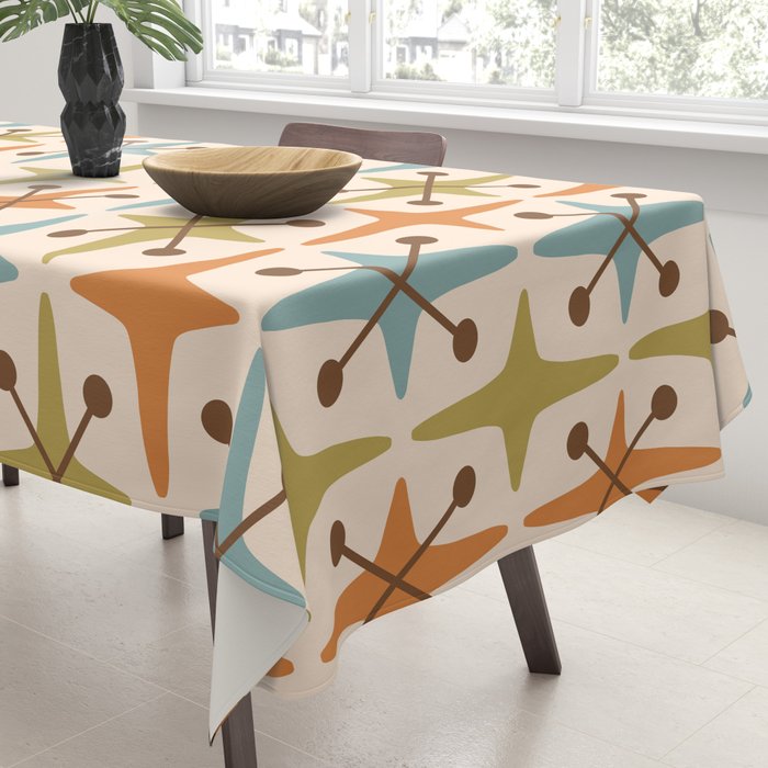 Mid Century Modern Googie Star Pattern Mid Mod Tablecloth Gallery Image 3