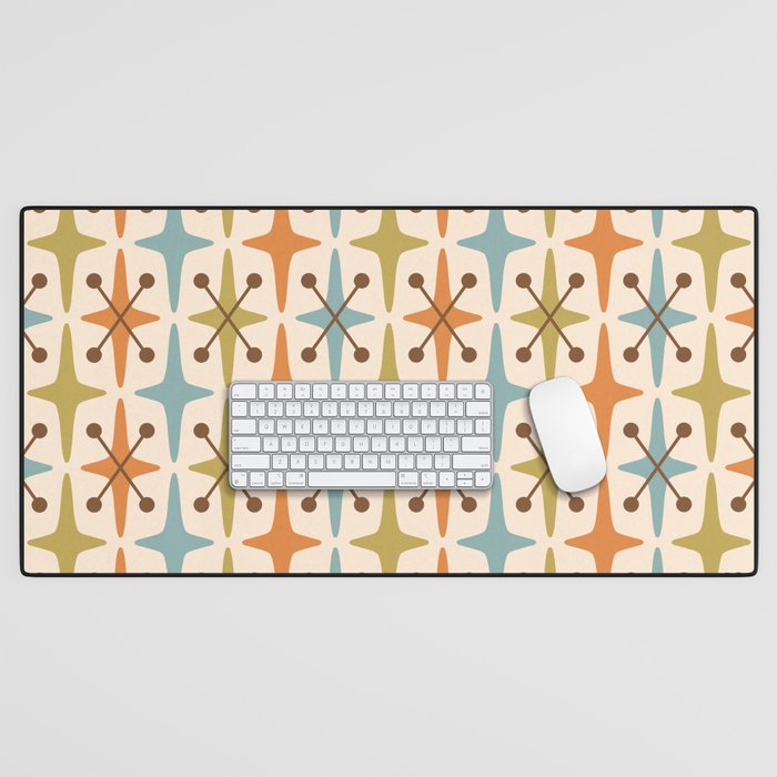 Mid Century Modern Googie Star Pattern Mid Mod Desk Mat Gallery Image 1