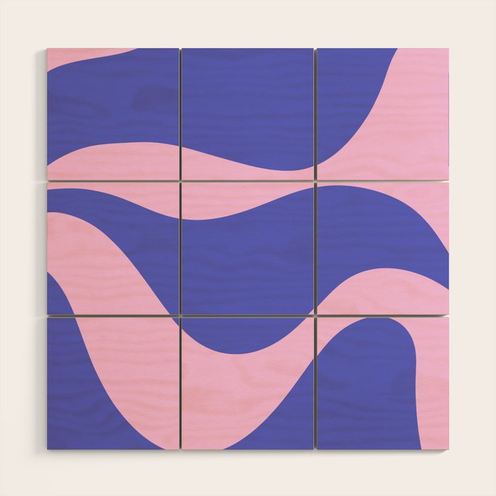Wavy Land - Pink and Blue Wood Wall Art Gallery Image 1