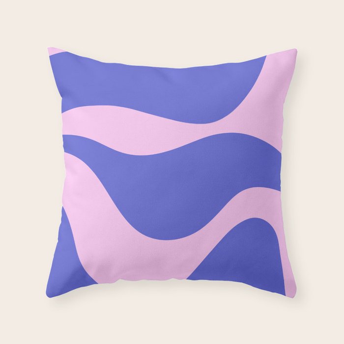 Wavy Land - Pink and Blue Throw Pillow Gallery Image 1