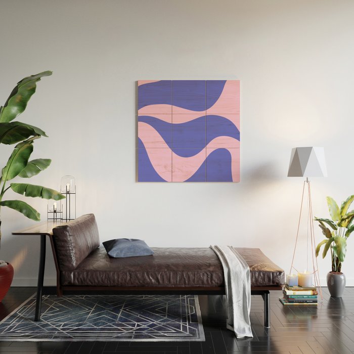 Wavy Land - Pink and Blue Wood Wall Art Gallery Image 2