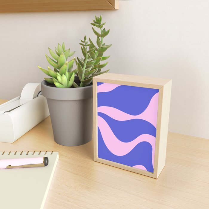 Wavy Land - Pink and Blue Mini Art Print Gallery Image 2