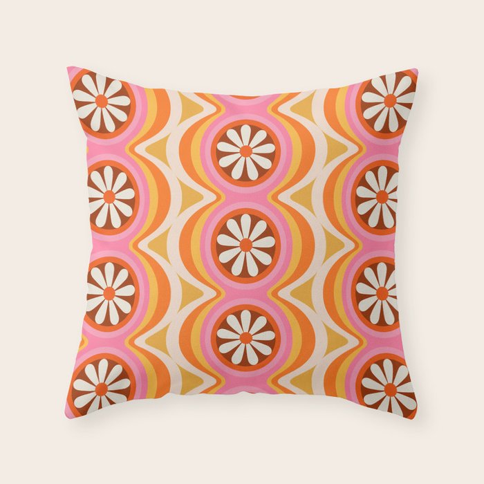 Wavy Daisy Throw Pillow Gallery Image 1
