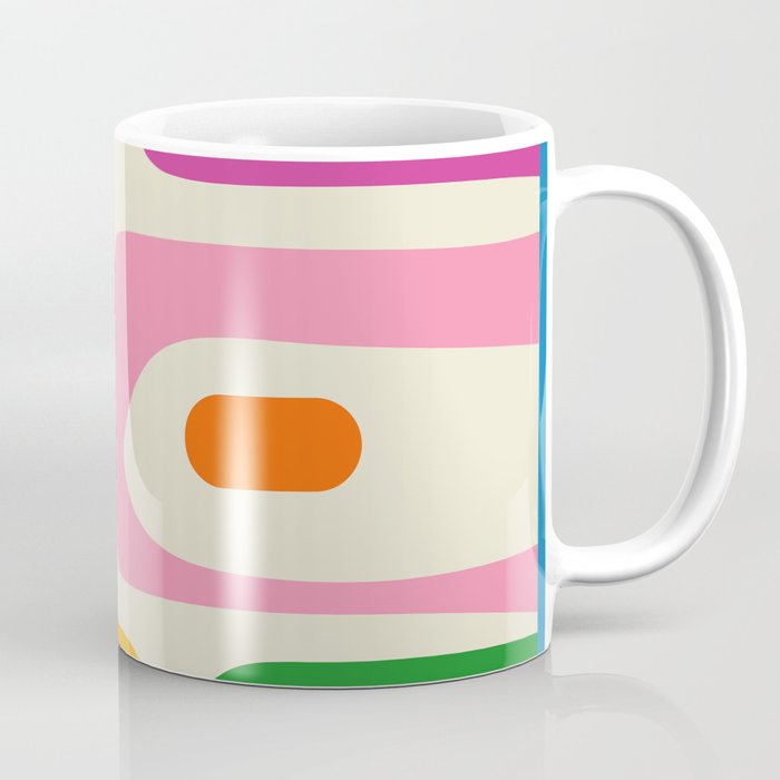 Colorful Mid Century Modern Piquet Abstract Pattern  Coffee Mug Gallery Image 1