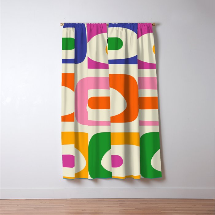 Colorful Mid Century Modern Piquet Abstract Pattern  Window Curtain Gallery Image 3