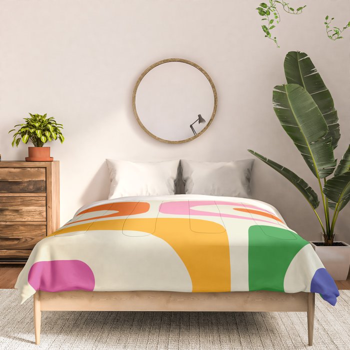 Colorful Mid Century Modern Piquet Abstract Pattern  Comforter Gallery Image 3