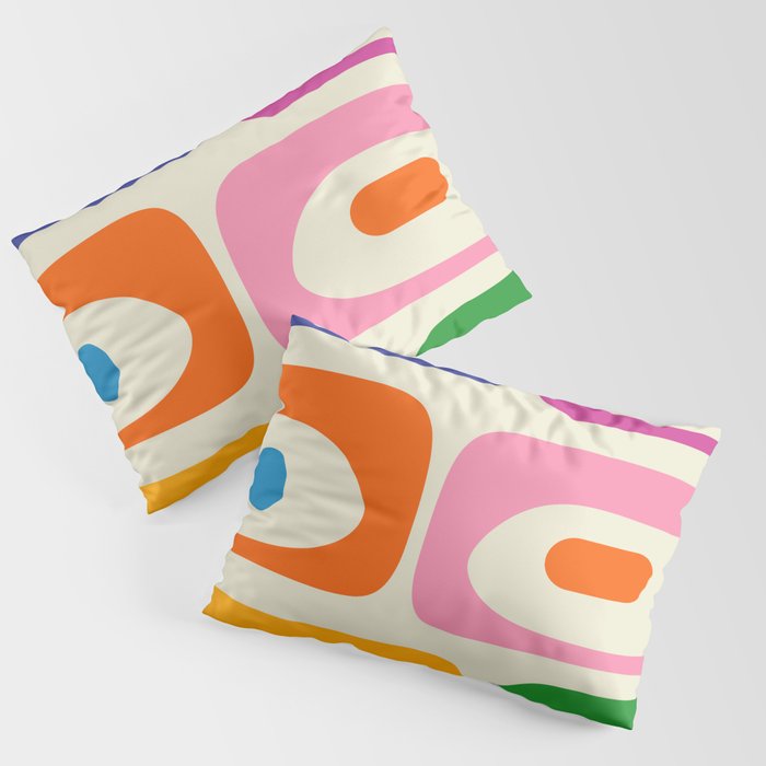 Colorful Mid Century Modern Piquet Abstract Pattern  Pillow Sham Gallery Image 3
