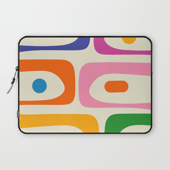 Colorful Mid Century Modern Piquet Abstract Pattern  Laptop Sleeve Gallery Image 1