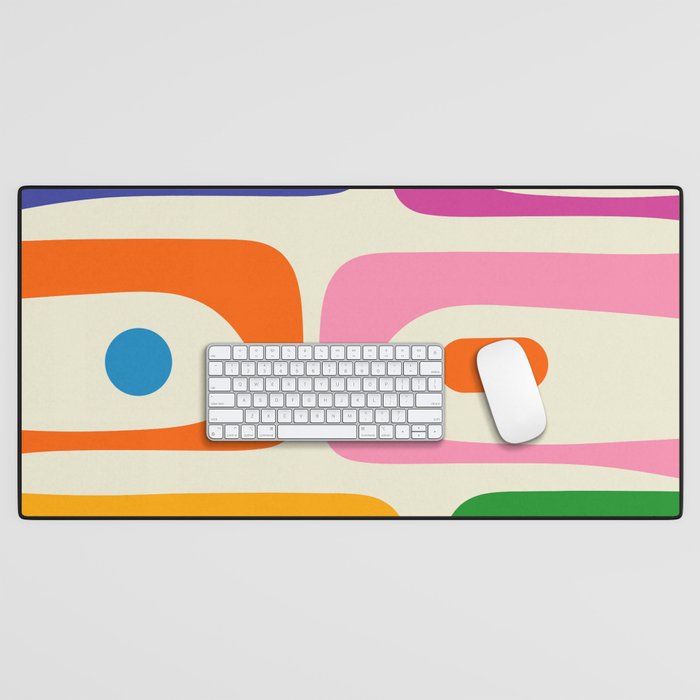 Colorful Mid Century Modern Piquet Abstract Pattern  Desk Mat Gallery Image 1