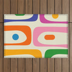Colorful Mid Century Modern Piquet Abstract Pattern  Outdoor Rug Gallery Image 1