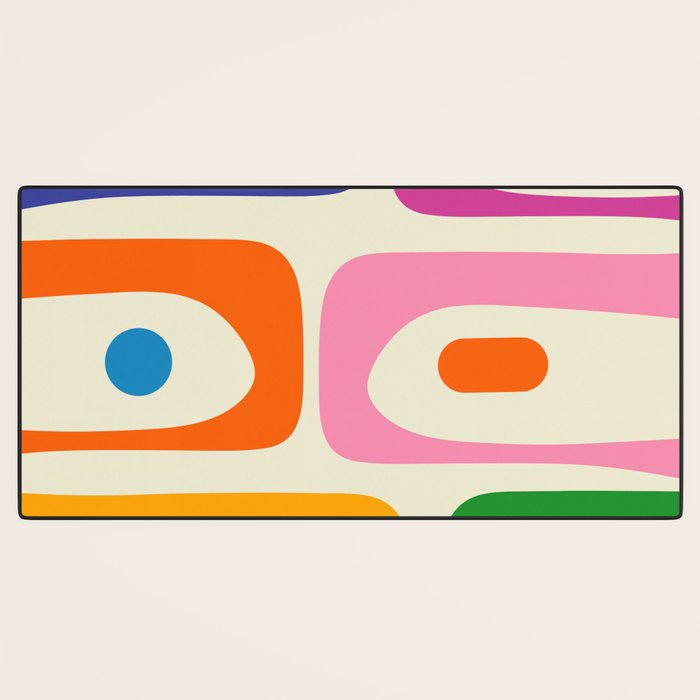 Colorful Mid Century Modern Piquet Abstract Pattern  Desk Mat Gallery Image 3