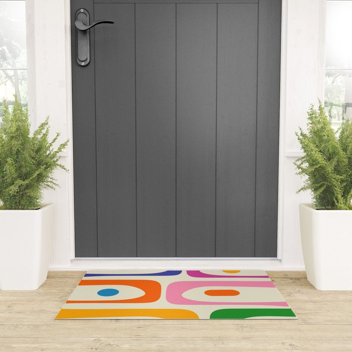 Colorful Mid Century Modern Piquet Abstract Pattern  Welcome Mat Gallery Image 3
