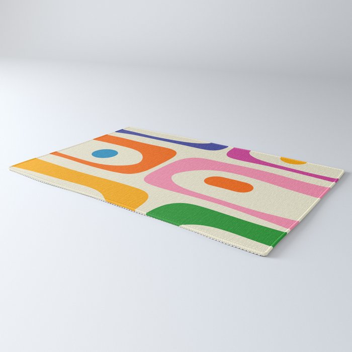 Colorful Mid Century Modern Piquet Abstract Pattern  Rug Gallery Image 3