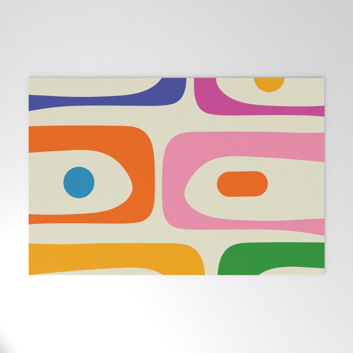 Colorful Mid Century Modern Piquet Abstract Pattern  Welcome Mat Gallery Image 1