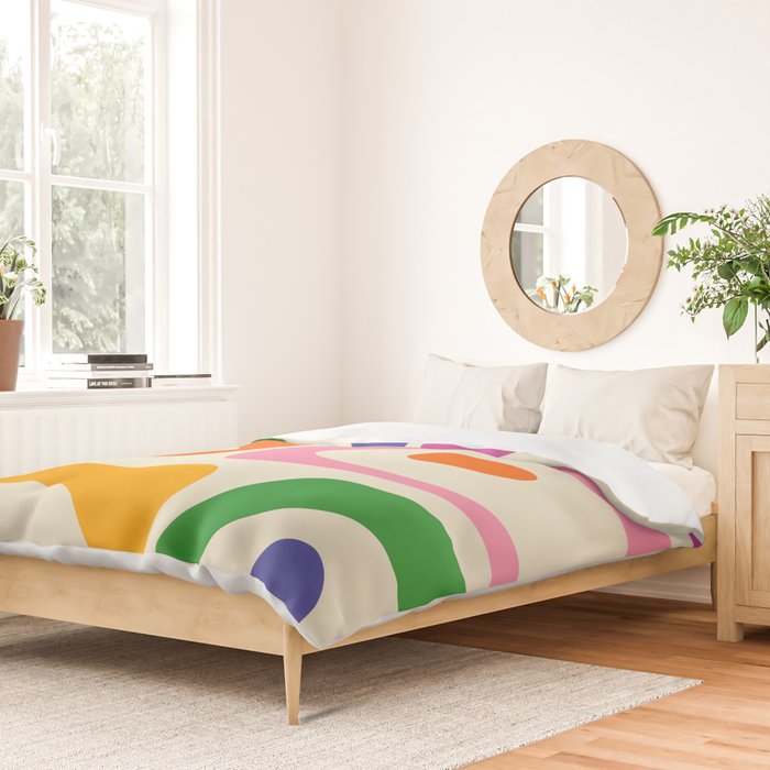 Colorful Mid Century Modern Piquet Abstract Pattern  Duvet Cover Gallery Image 2
