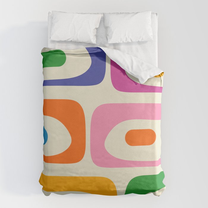 Colorful Mid Century Modern Piquet Abstract Pattern  Duvet Cover Gallery Image 6