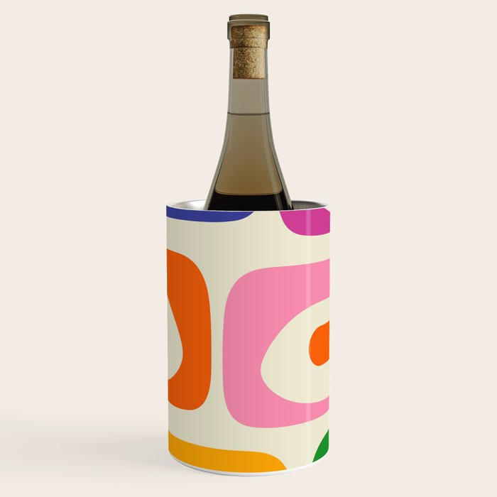 Colorful Mid Century Modern Piquet Abstract Pattern  Wine Chiller Gallery Image 1