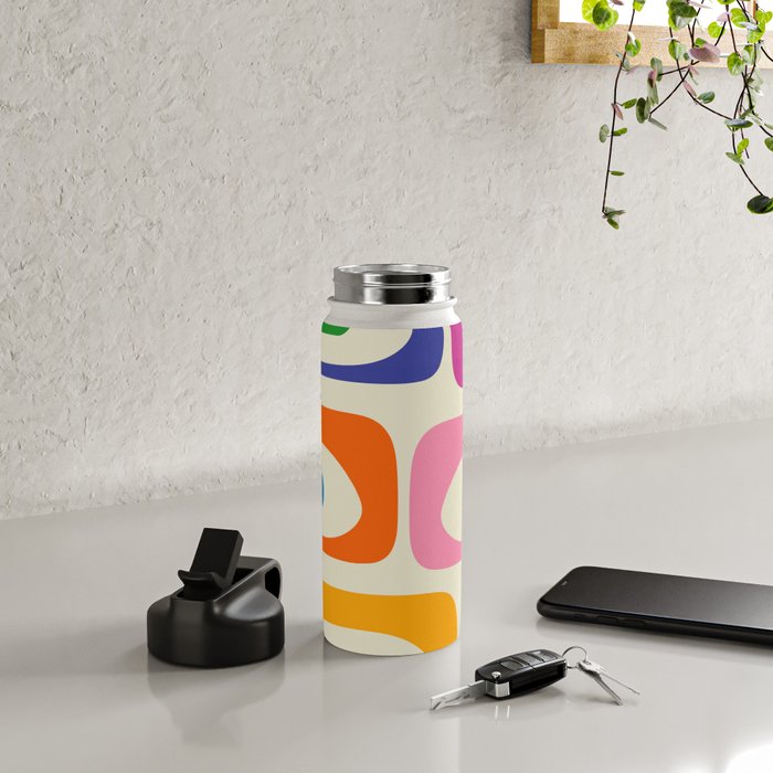 Colorful Mid Century Modern Piquet Abstract Pattern  Water Bottle Gallery Image 4