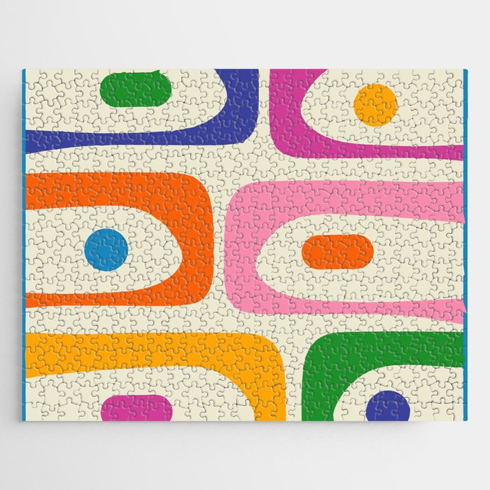 Colorful Mid Century Modern Piquet Abstract Pattern  Jigsaw Puzzle Gallery Image 1