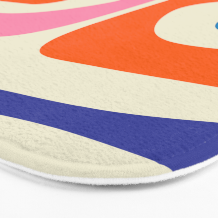 Colorful Mid Century Modern Piquet Abstract Pattern  Bath Mat Gallery Image 3
